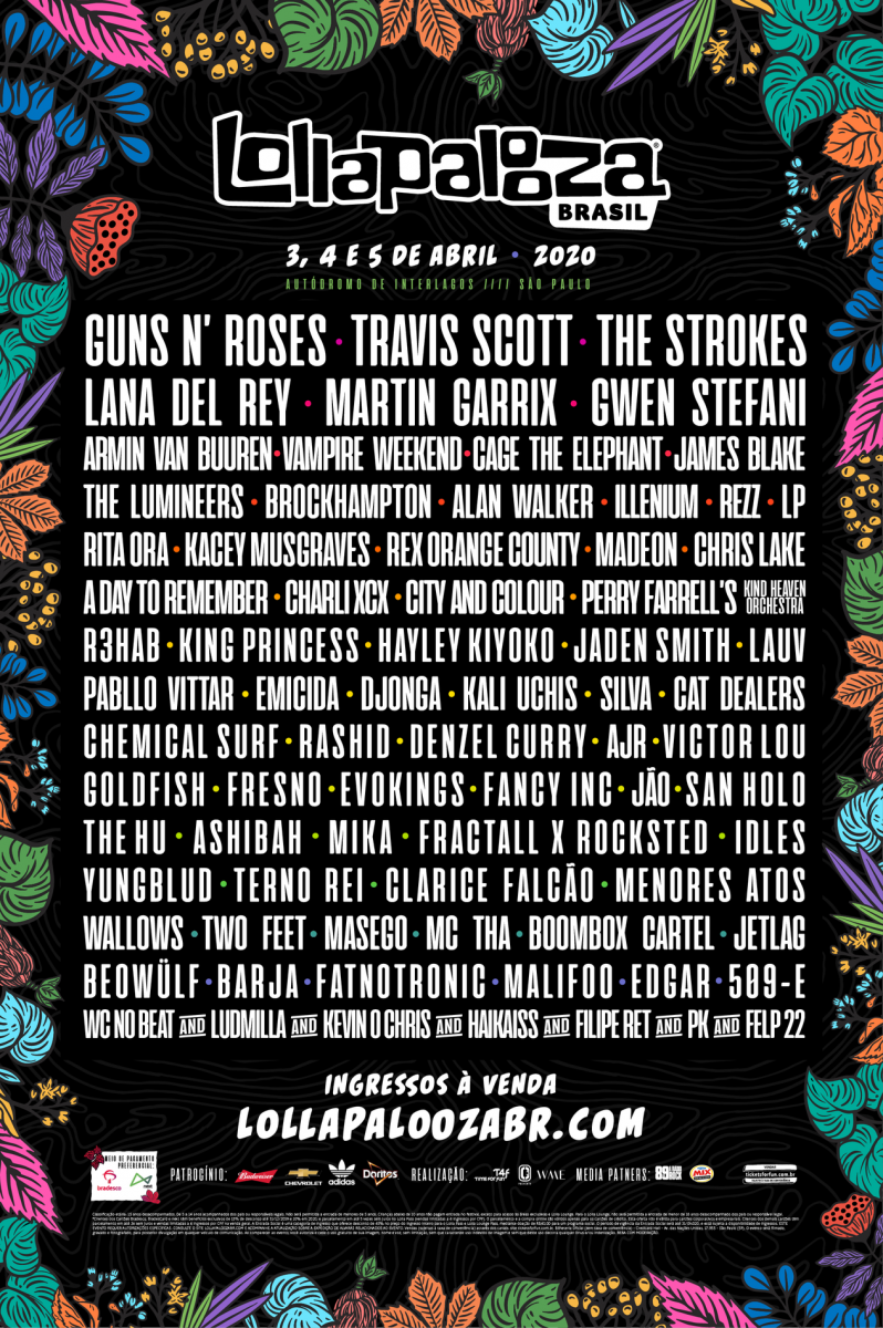 Cartaz do Lollapalooza 2020. Foto: Divulga&ccedil;&atilde;o