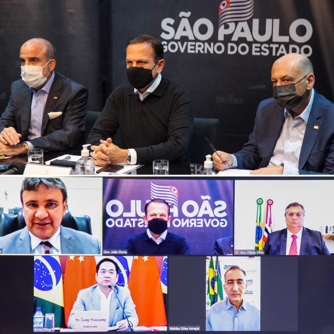 Governadores do Brasil e embaixador da China e discutem liberação de insumos