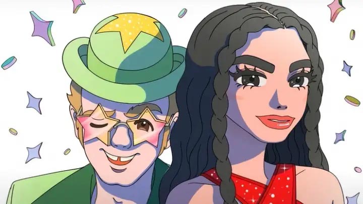 Elton John e Dua Lipa viram desenho animado em clipe de 'Cold Heart'; assista vídeo