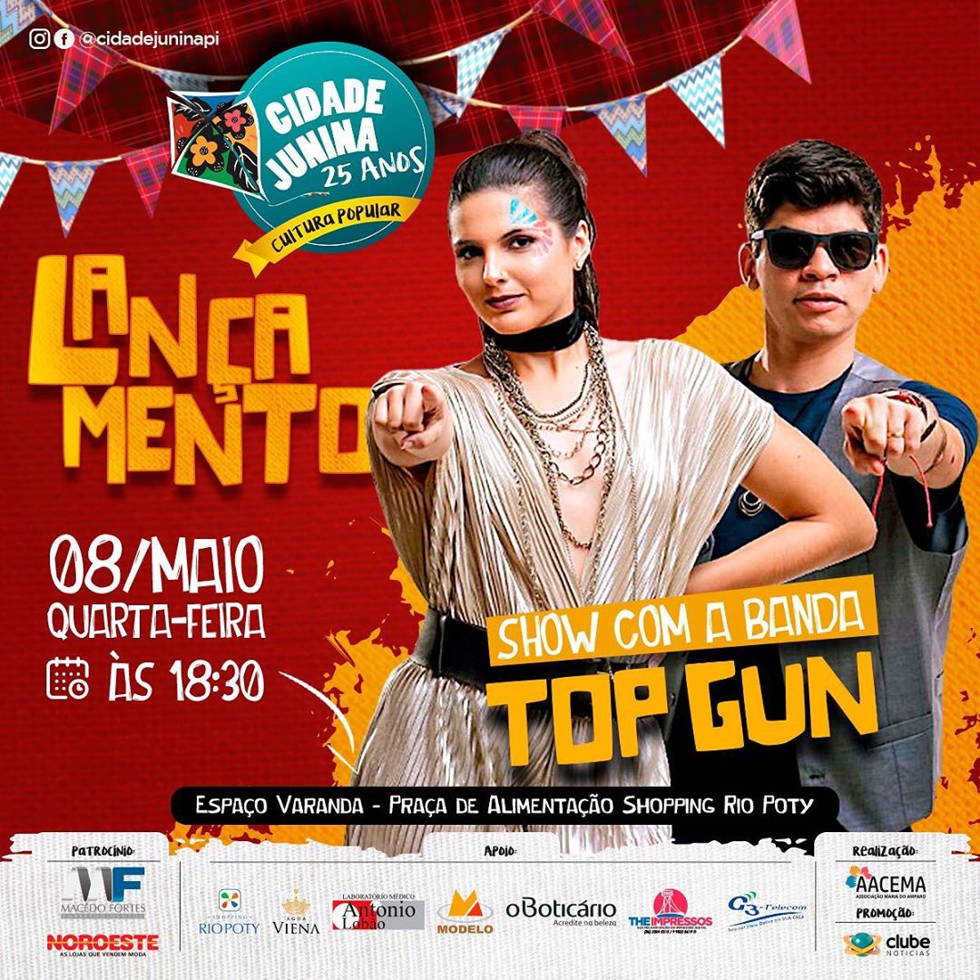 Cidade Junina 2019 é lançada hoje em Teresina com show gratuito da banda Top Gun